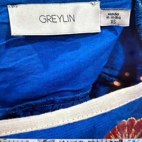 Greylin Heiko Seashell Embroidered Top - Azul Blue - Size XS - Picture 4 of 7